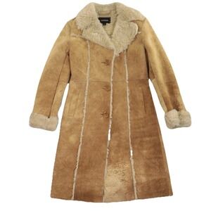 Express Penny Coat Suede‎ Shearling Style Boho Tan Leather Women XS